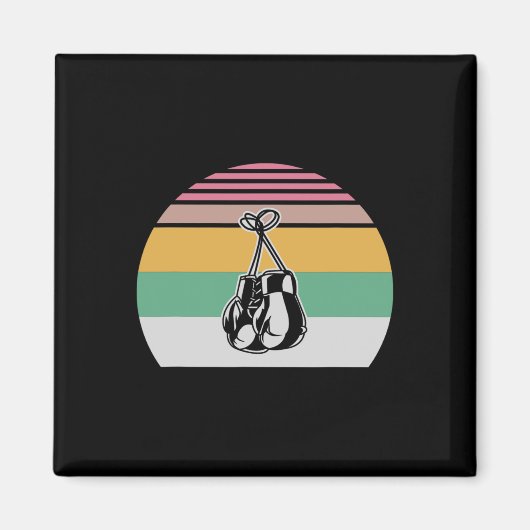 Retro Boxing Handschuhe Sonnenuntergang Design 2 Magnet (Vorne)