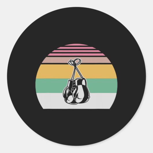 Retro Boxing Handschuhe Sonnenuntergang Design 2 Runder Aufkleber (Vorderseite)