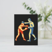 Retro Boxing Men Postkarte (Stehend Vorderseite)