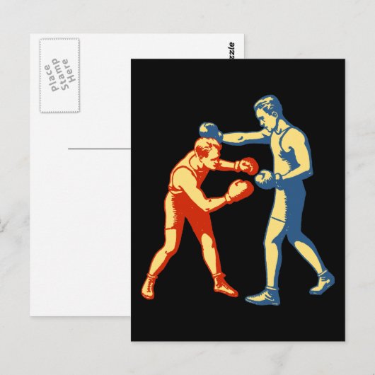 Retro Boxing Men Postkarte (Vorne/Hinten)