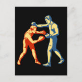 Retro Boxing Men Postkarte (Vorderseite)
