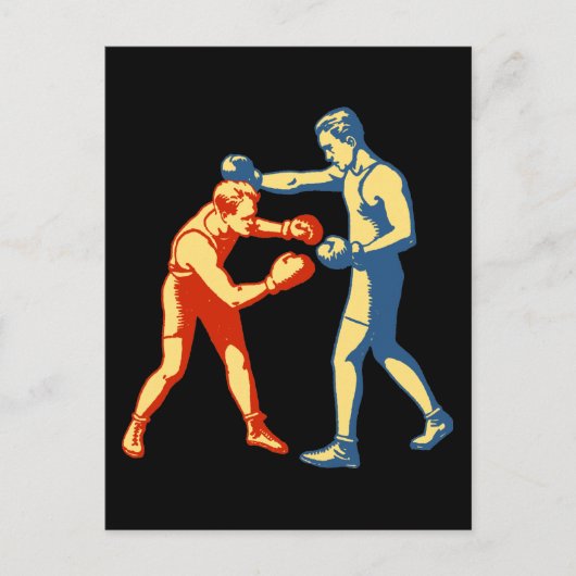Retro Boxing Men Postkarte (Vorderseite)