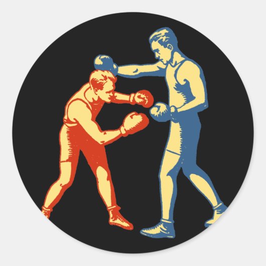 Retro Boxing Men Runder Aufkleber (Vorderseite)