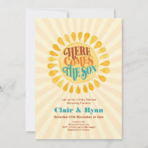 Retro Boy Baby Dusche, hier kommt der Sohn