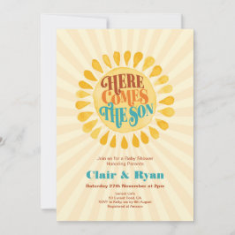 Retro Boy Baby Dusche, hier kommt der Sohn Einladung