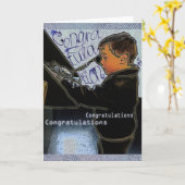 Retro Boy Calling Herzlichen Glückwunsch Karte (Gelbe Blume)