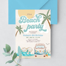 Retro Boy Es ist ein Beach Party Surfen Geburtstag Einladung