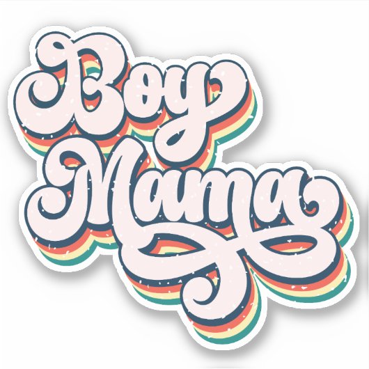 Retro Boy Mama Heart Sticker (Vorderseite)