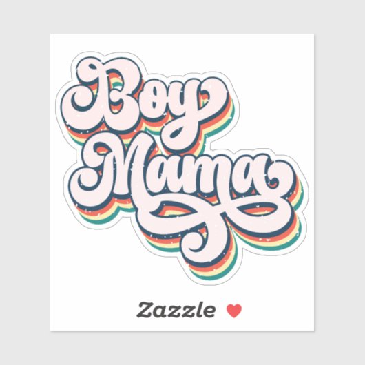 Retro Boy Mama Heart Sticker (Blatt)