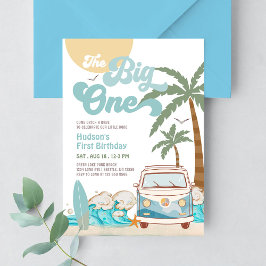 Retro Boy The Big One Surfing 1. Geburtstag Party Einladung