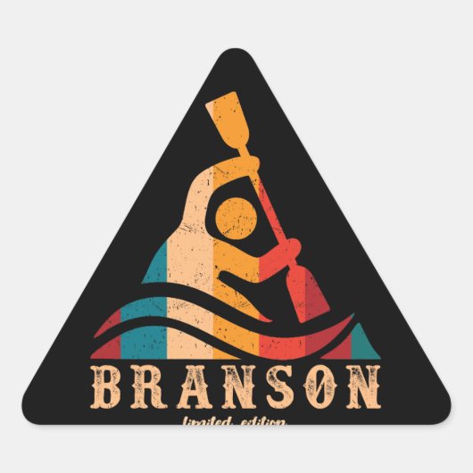 Retro Branson Kayaking Dreieckiger Aufkleber (Vorderseite)