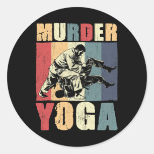 Retro Brasilianisches Jiu Jitsu Mord Yoga Lustiges Runder Aufkleber