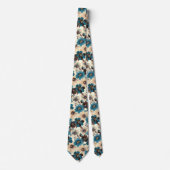 Retro Braun Blau Floral Krawatte (Vorderseite)