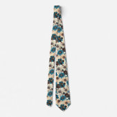 Retro Braun Blau Floral Krawatte (Rückseite)