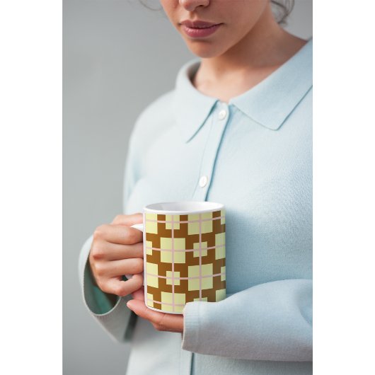 Retro Braun | Creme Karomuster-Kaffeetasse Kaffeetasse