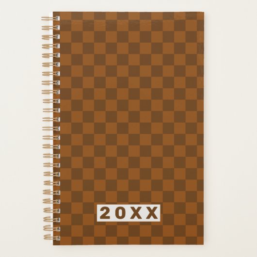 Retro Braun Karo 2026 Planer (Vorderseite)