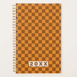 Retro Braun Orange Schachbrett 2026 Planer