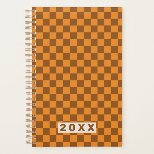 Retro Braun Orange Schachbrett 2026 Planer (Vorderseite)