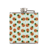 Retro braun und mintfarbene Ananasmuster Monogramm Flachmann (Rückseite)
