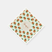 Retro braun und mintfarbene Ananasmuster Monogramm Serviette (Ecke)