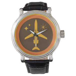 Retro-Braun und Orange im Stil der Mitte des 20. J Armbanduhr