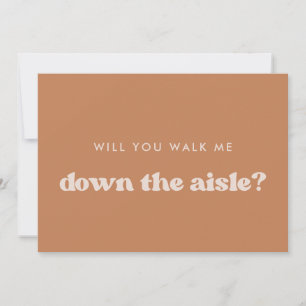 Retro braun Wirst du mich durch den Gang führen Einladung