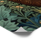 Retro-Braunbär-Kunstwerk Boho-Wald-Waldlandschaft Poster (Ecke)