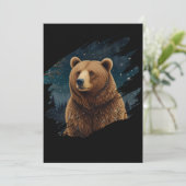 Retro Braunbär Mitternachtssternenlandschaft Einladung (Stehend Vorderseite)
