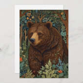 Retro-Braunbärenkunst boho wald Einladung (Vorne/Hinten)