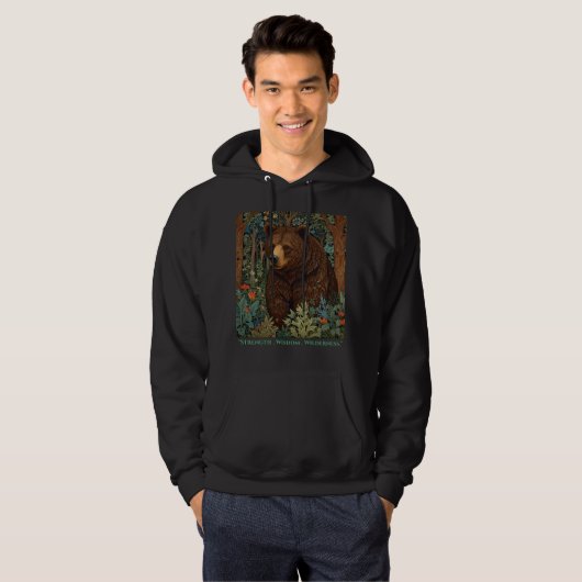 Retro-Braunbärenkunst boho wald Hoodie (Vorne ganz)