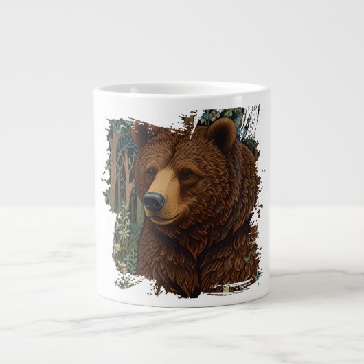 Retro-Braunbärenkunst boho wald Jumbo-Tasse (Vorderseite)