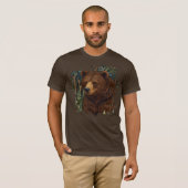 Retro-Braunbärenkunst boho wald T-Shirt (Vorne ganz)