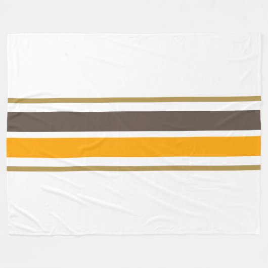 Retro-braune, goldgelbe Streifen auf weiß Fleecedecke (Vorderseite (Horizontal))