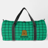 Retro, braune Kartoffel, Aquamarin, kundenspezifis Duffle Bag (Rückseite)