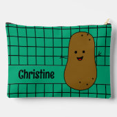 Retro, braune Kartoffel, Aquamarin, kundenspezifis Zubehörtasche (Rückseite)