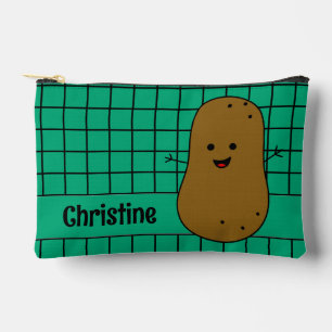 Retro, Braune Kartoffel, Türkis Benutzerdefiniert Zubehörtasche