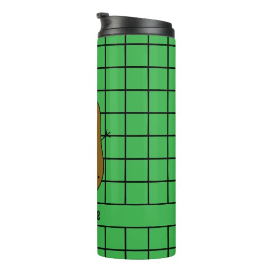 Retro, braune Kartoffeln, grüne Kleidung Thermosbecher (Nach rechts gedreht)