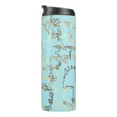 Retro-braunes und blaues Cooles Muster Thermosbecher (Nach rechts gedreht)