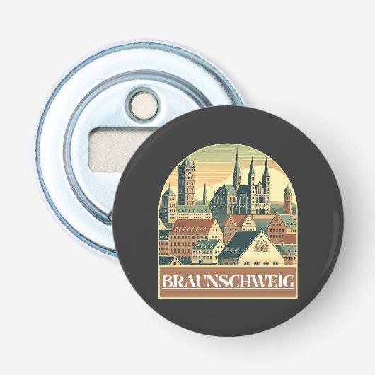 Retro Braunschweig Skyline Flaschenöffner (Vorderseite)