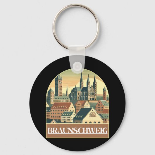 Retro Braunschweig Skyline Schlüsselanhänger (Vorderseite)