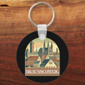 Retro Braunschweig Skyline Schlüsselanhänger (Vorderseite)