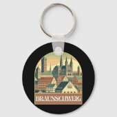 Retro Braunschweig Skyline Schlüsselanhänger (Rückseite)