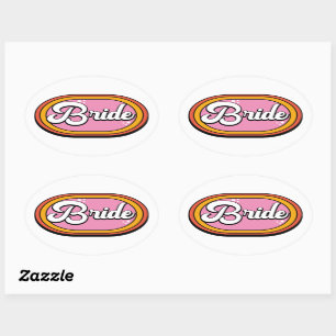 Retro-Braut - Retro 70er Braut-Typografie Ovaler Aufkleber