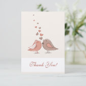 Retro Braut-und Bräutigam-Vögel danken Ihnen Dankeskarte (Stehend Vorderseite)