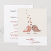 Retro Braut-und Bräutigam-Vögel Einladung (Vorne/Hinten)