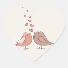 Retro Braut-und Bräutigam-Vogel-Geschenke Herz-Aufkleber
