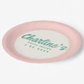 Retro-Brautparty für das Retro-Handschreiben in gr Pappteller (Schrägansicht)