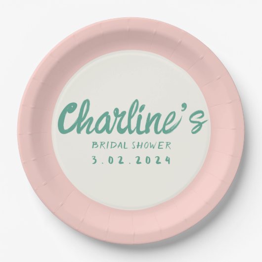 Retro-Brautparty für das Retro-Handschreiben in gr Pappteller (Vorderseite)