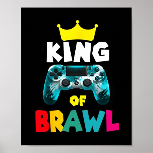 Retro Brawl King Gamer Gaming Brawler Brawl Funny  Poster (Vorne)