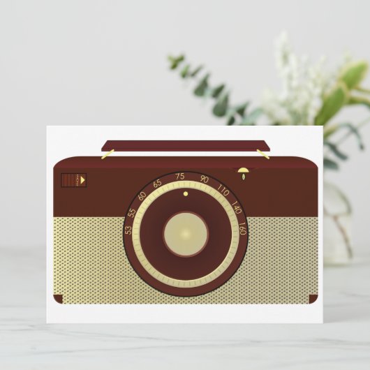 Retro Brawn and Gold Antiquitätenradio Einladung (Stehend Vorderseite)
